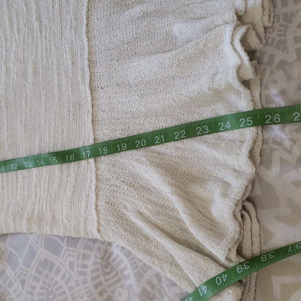 Free People Boucle Knit Ivory Ruffle Bottom Lace Insert Top - Picture 12 of 16